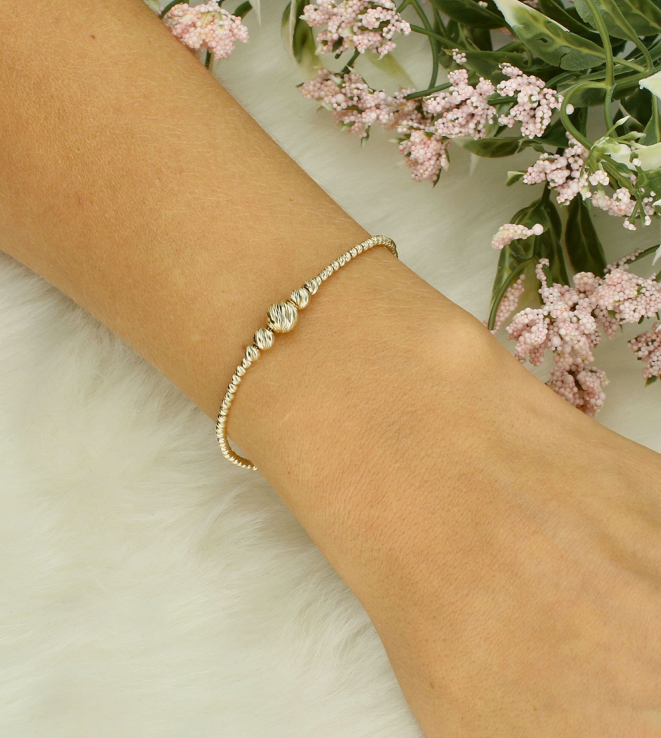 Bransoletka złota kuleczki grawerowane próba 375, BR 5270 375 1.jpg